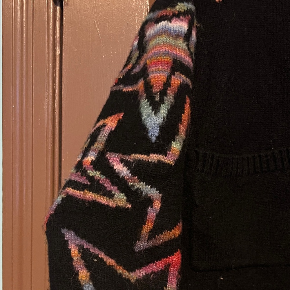 Black Rails Cardigan with Colorful Star Patterns L - Picture 4 of 5